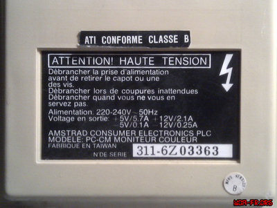 Moniteur Amstrad PC-CM - Version B (Vignette "B" blanche. P/N : non renseigné encore...)