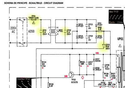 Schéma électronique  d'un TO7-70.