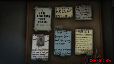 Panneau de petites-annonces, d'une superette de "Grand Señora Desert". Des Cheats à essayer ? ;-)