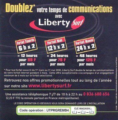 Kit de connexion Liberty Surf (3 forfaits x 2), offre en partenariat avec l'enseigne BUT (verso)