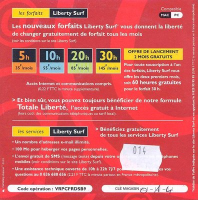 Kit de connexion Liberty Surf (60H) - 2001 (?) (verso)