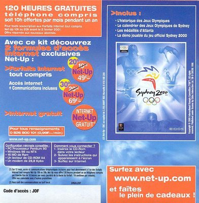 Kit de connexion Net-Up en partenariat avec l'équipe de France olympique (Sydney) - 2000 (verso)