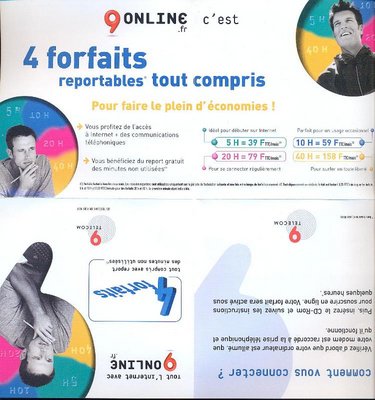 MANUEL Kit de connexion 9Online. Offre 4 forfaits et découverte du portail Magéos - 2001/2002 (?) (recto)