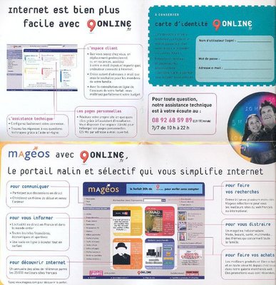 MANUEL Kit de connexion 9Online. Offre 4 forfaits et découverte du portail Magéos - 2001/2002 (?) (verso)