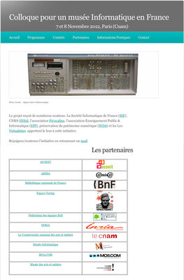Différents partenaires et soutiens du Colloque, début Novembre 2012.