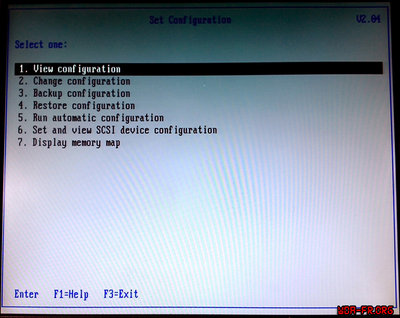Menu de paramétrage de la configuration de la Reference Disk Ver. 1.08.