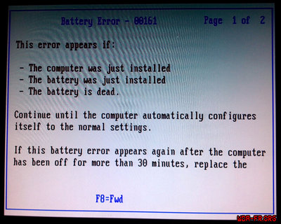 Erreur 161 au démarrage du menu général de la Reference Disk Ver. 1.08.