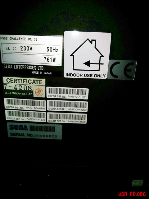 Les numéros de séries des différents sous-ensembles principaux.