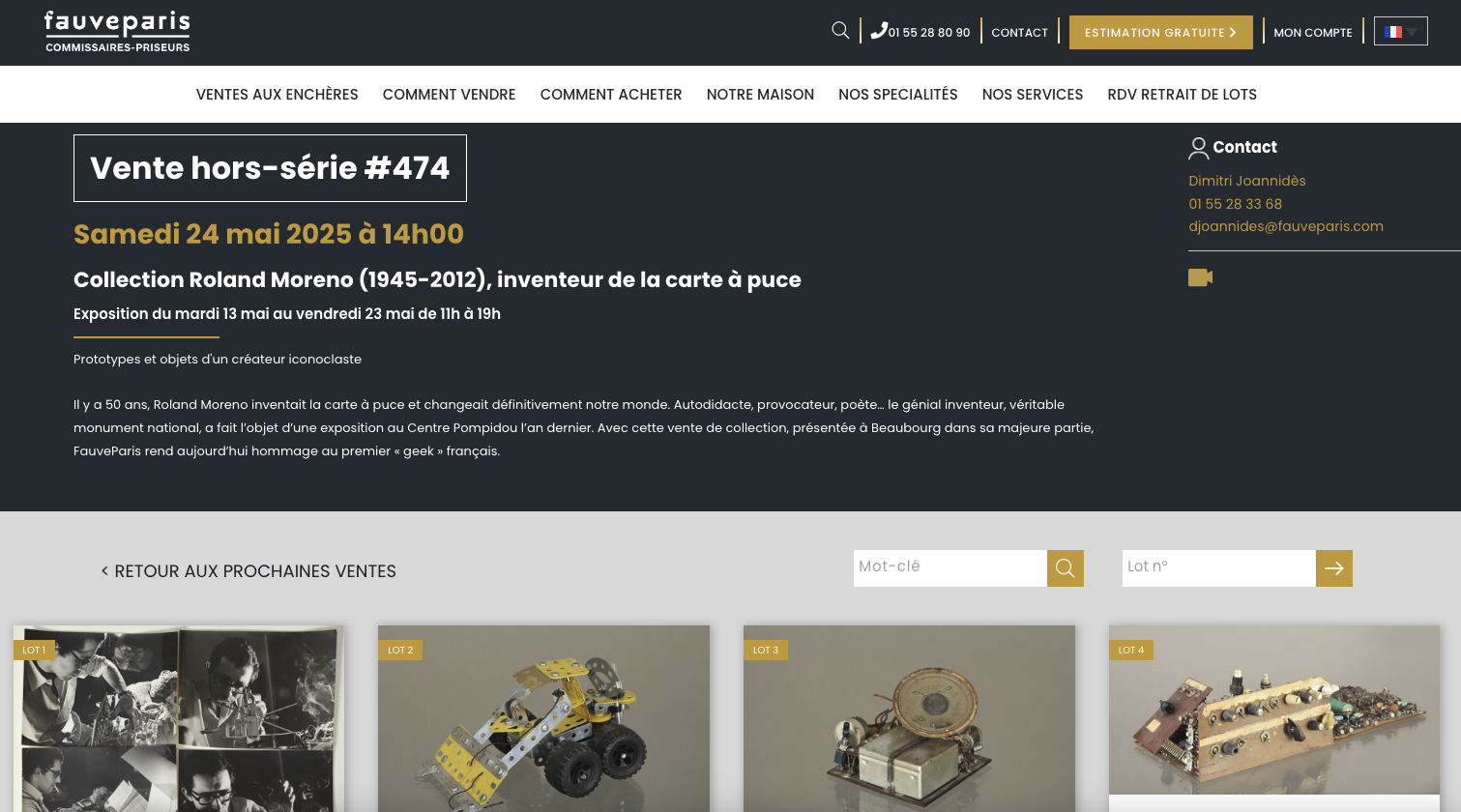 Catalogue de vente hors-série #474 de la maison FauveParis - Collection Roland MORENO