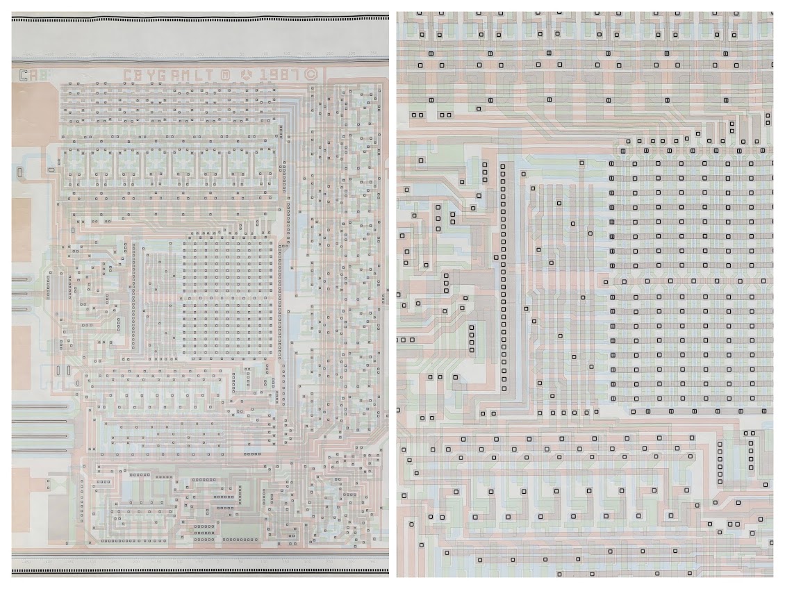 Radiographie de carte à puce, 1987<br /><br />Impression sur papier dévoilée en l’an 2000 dans le cadre d’un concours promettant une récompense d’1 million de francs au hacker qui parviendrait à pirater, par la seule logique, la célèbre invention de Roland Moreno<br /><br />105 x 91 cm